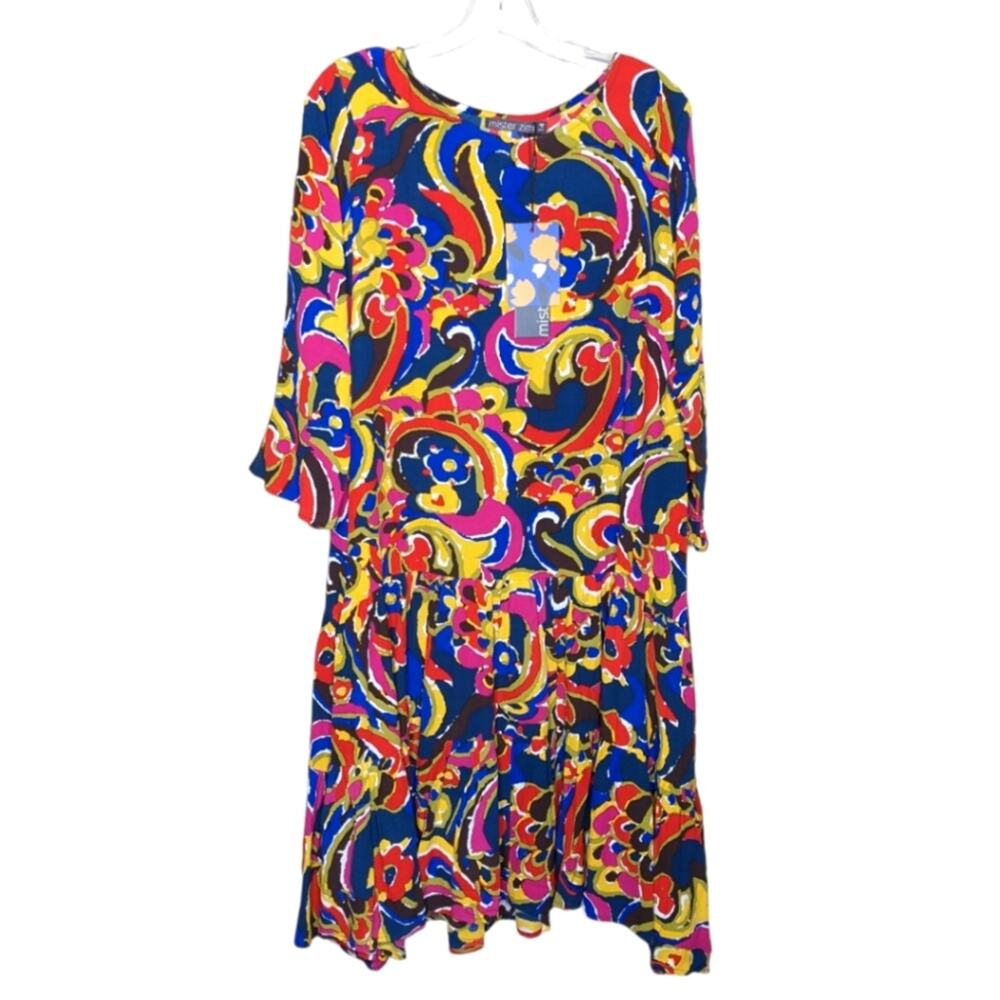 NEW Mister Zimi Arabella Dress 14 Paisley Print Pink Boho Resort Bold Tropical